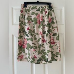 J. Crew Pink and Green Floral Cotton Skirt Sz 10